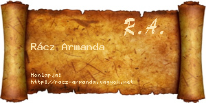 Rácz Armanda névjegykártya